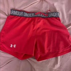 Pink under armour shorts size small